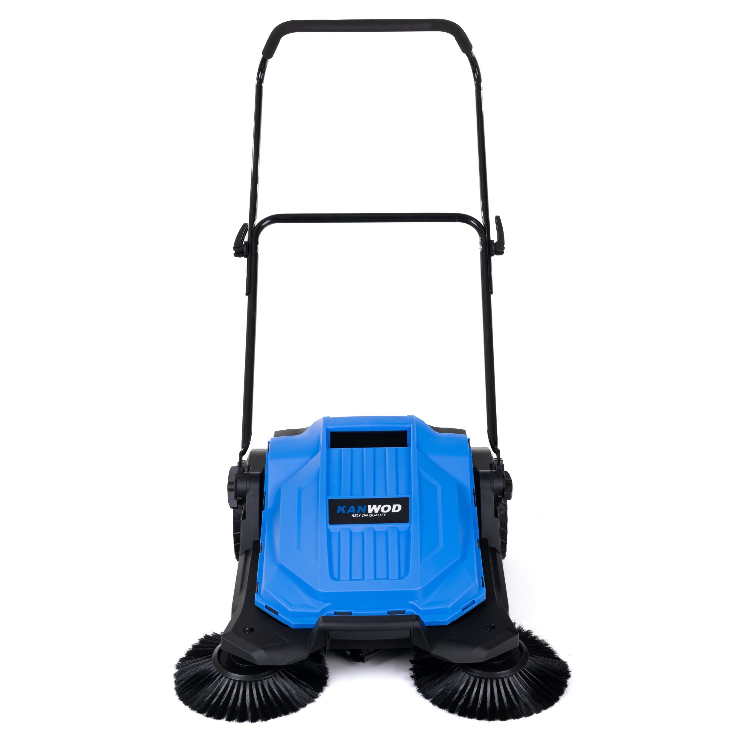 Kanwod KGAMS-6520 - Spazzatrice manuale con serbatoio da 18 litri, raccogli foglie, spazzole laterali e larghezza spazzatrice 650 mm, spazzatrice manuale per sabbia, fogliame, ghiaia e prato