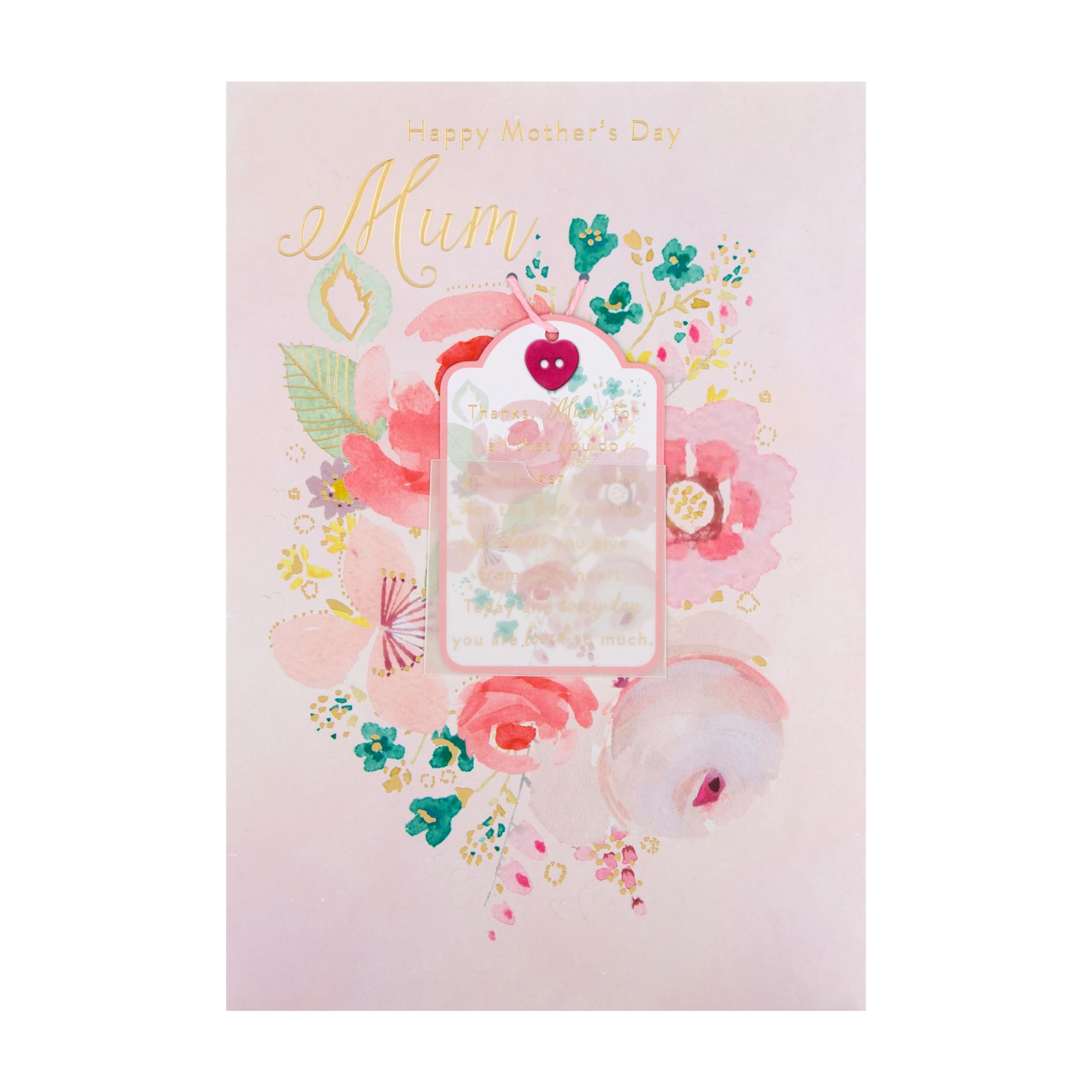 Hallmark Muttertagskarte Mit Blumenmotiv - Klassisches Design Mit Vers & Rosa Details