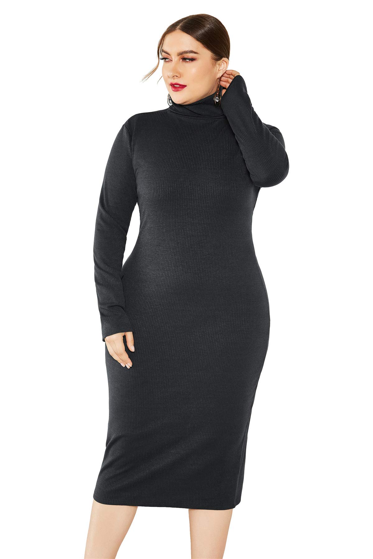 Robe pull extensible grande taille avec haute encolure : sublimez vos courbes sans serrer - 8