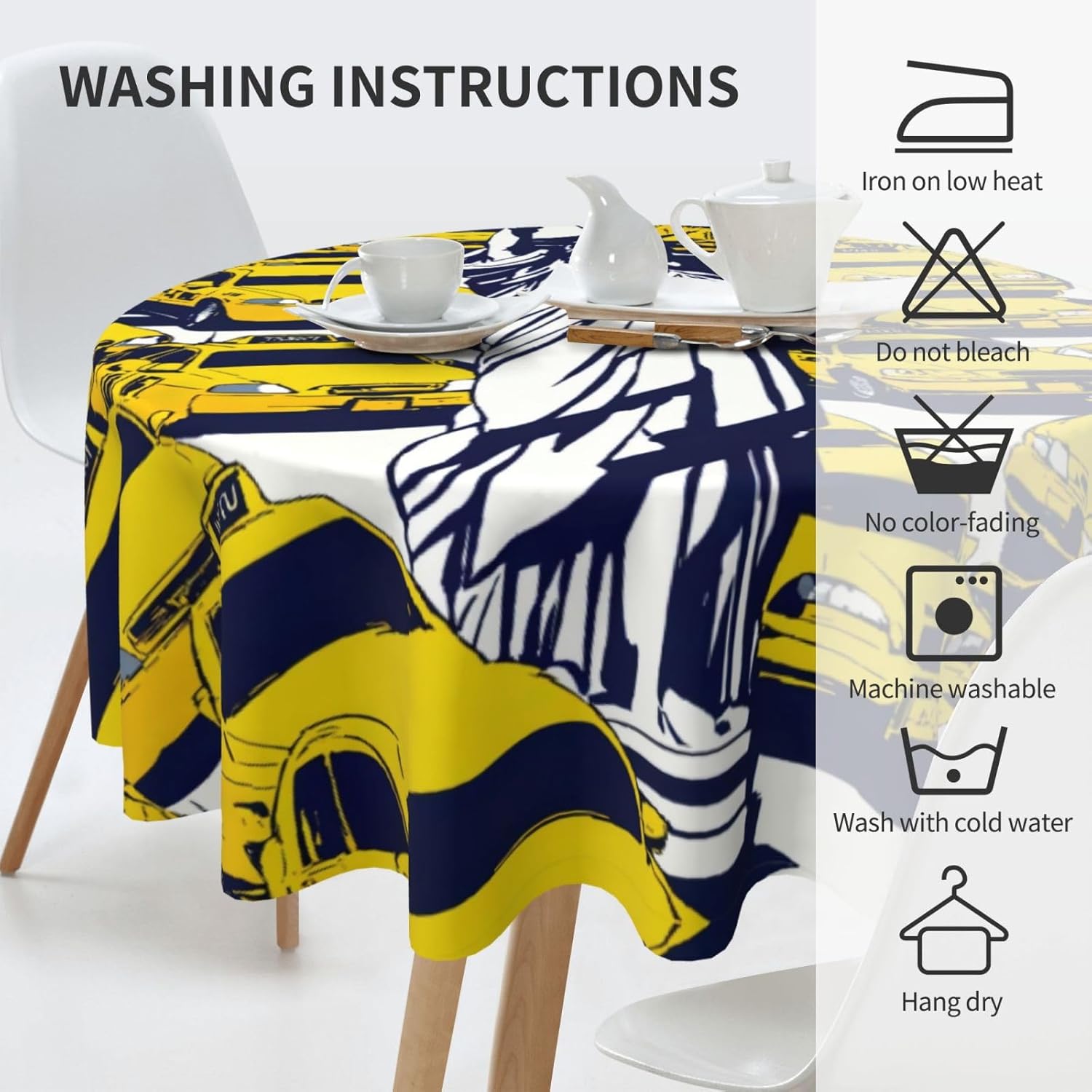 New York City Print Wrinkle Free Dining Table Cover for Birthday Party Farmhouse Tablecloths Up to 60 x 60 Inches