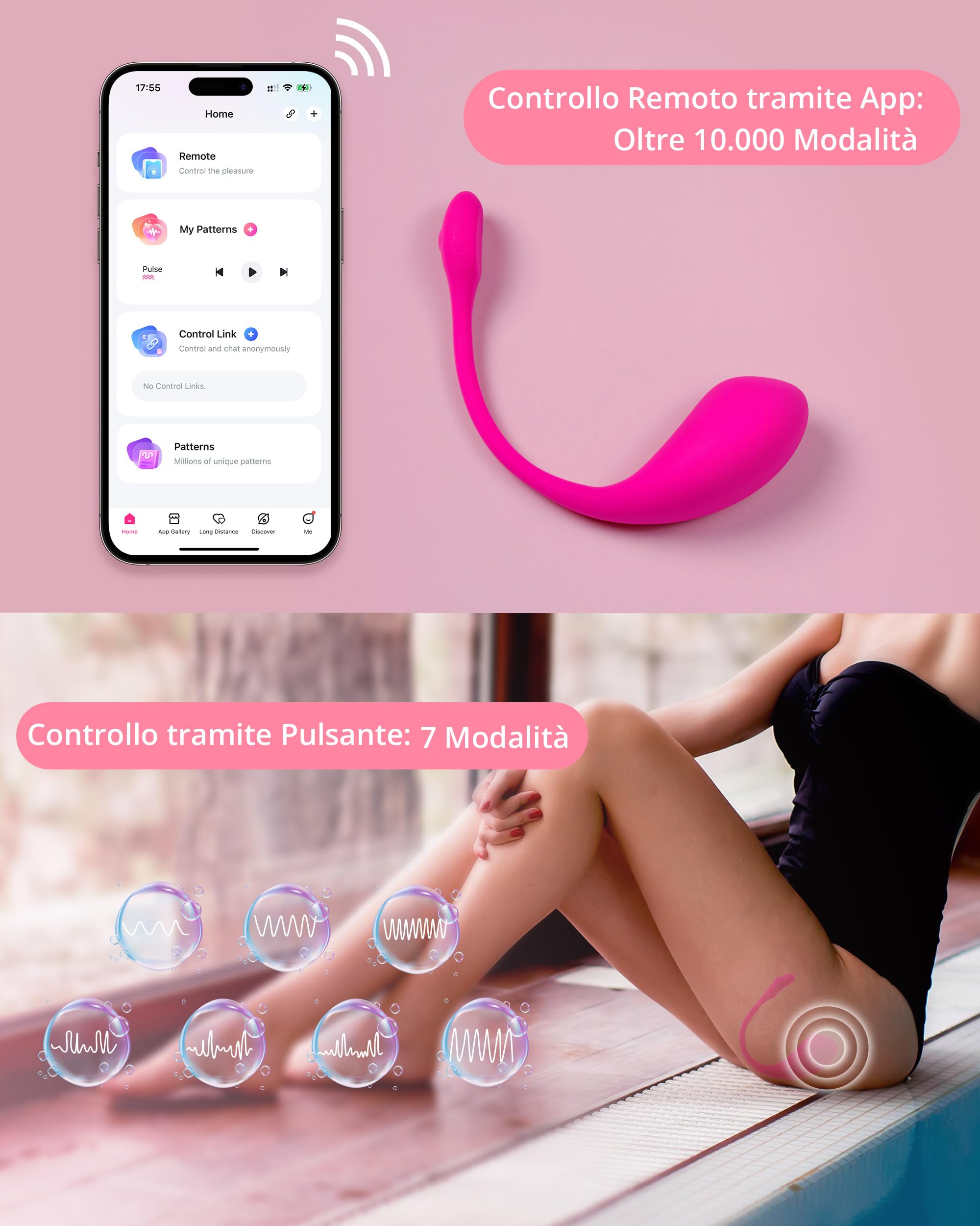Sex Toys Donna LOVENSE Lush 2 Vibratore Bluetooth App Control, Punto G Vibratore per Wireless a Distanza per Donna, Modalità di Vibrazione Personalizzate illimitate