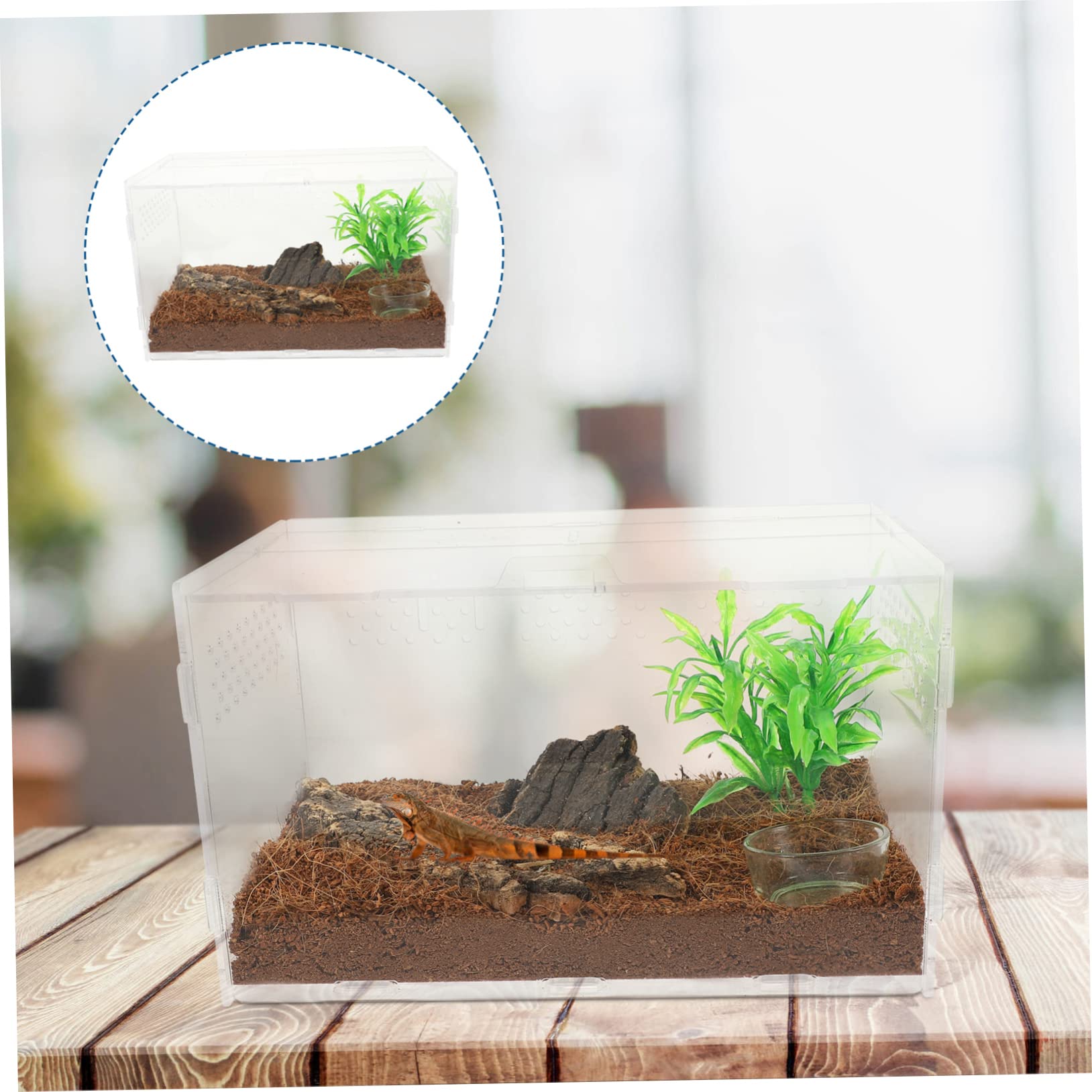 Happyyami Terrario Acrilico Trasparente per Rettili 25x15x15 Cm Ventilazione Stabile, Gabbia Habitat per Serpenti, Tarantole e Rane, Vasca Allevamento per Piccoli Animali Esotici