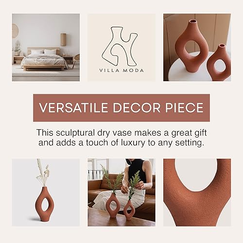 Miniatura 3 de Emile Abstract - Jarrón decorativo orgánico moderno, grande, terracota