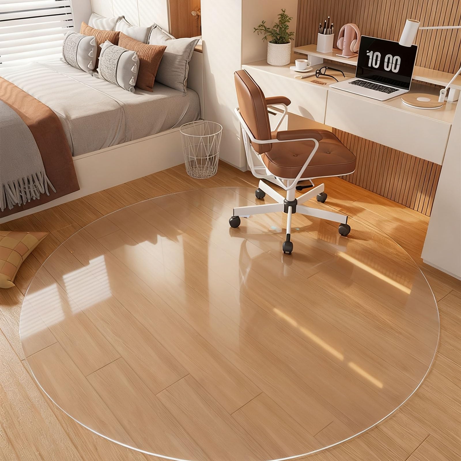 Office Chair Mat Round for Hard Floors PVC Clear Computer Desk Chairs Mat Heavy Duty Floor Protector Mats