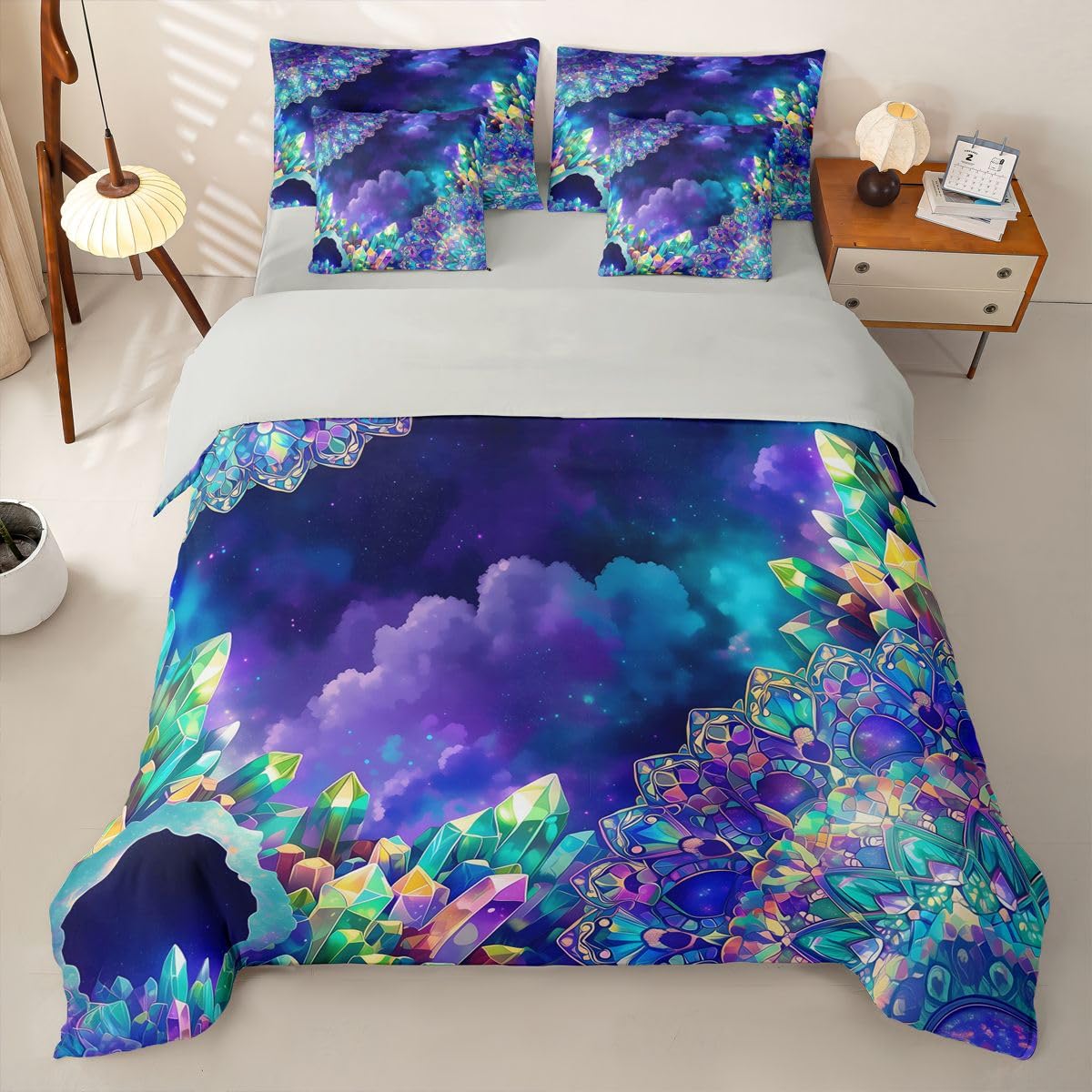 Homewish Bunter Kristall Bettwäsche Set 220x240cm 7tlg