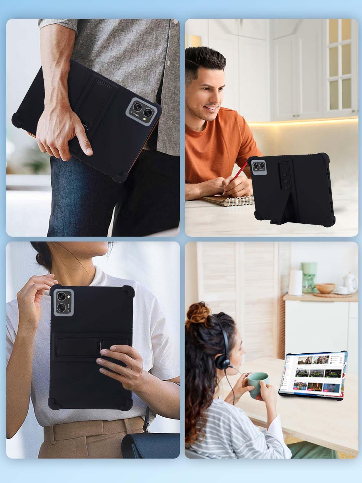 Funda para tablet TABWEE T20 de 10.1 pulgadas, funda protectora para tablet TABWEE T20, soporte ajustable, silicona suave, funda de protección de silicona para NOUKAJU TABWEE T20 (negro)