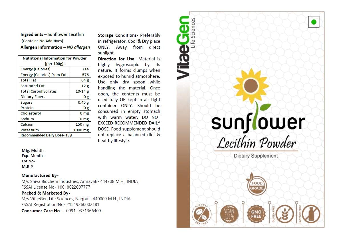 VitaeGen Sunflower Lecithin Powder- 200g 2
