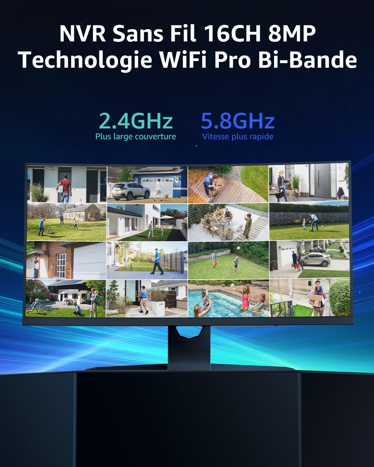 ANNKE 3MP Kit Caméra de Surveillance WiFi Extérieure 16CH 4K NVR avec 1 to