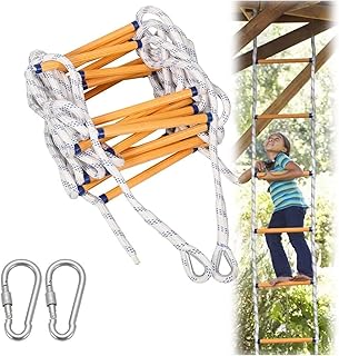 Fire Escape Ladder, Rope Ladder Fire Escape Ladder,Safety Ladder with Hooks Window Balcony Climbing Engineeladder Soft Fast to Deploy with Carabiners Easy to Store & Fast to Deploy & (Color : 10m)