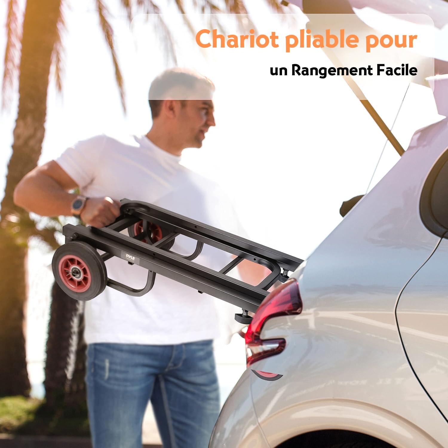 Pyle Chariot de Transport/Manutention, Chariot Pliable/Déménagement, avec Roues R-Trac, Extensible de 70 à 112 cm