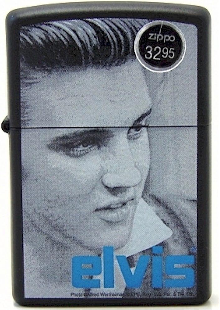 Zippo Lighter Elvis Blue, Black Matte