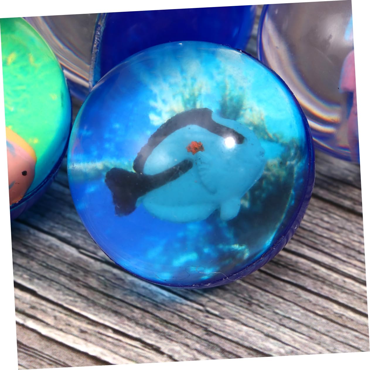 Kisangel 5Pcs Rubber Bouncing Balls Sea Fish Design Transparent for Playtime Odorless Fun Present for Birthdays Day
