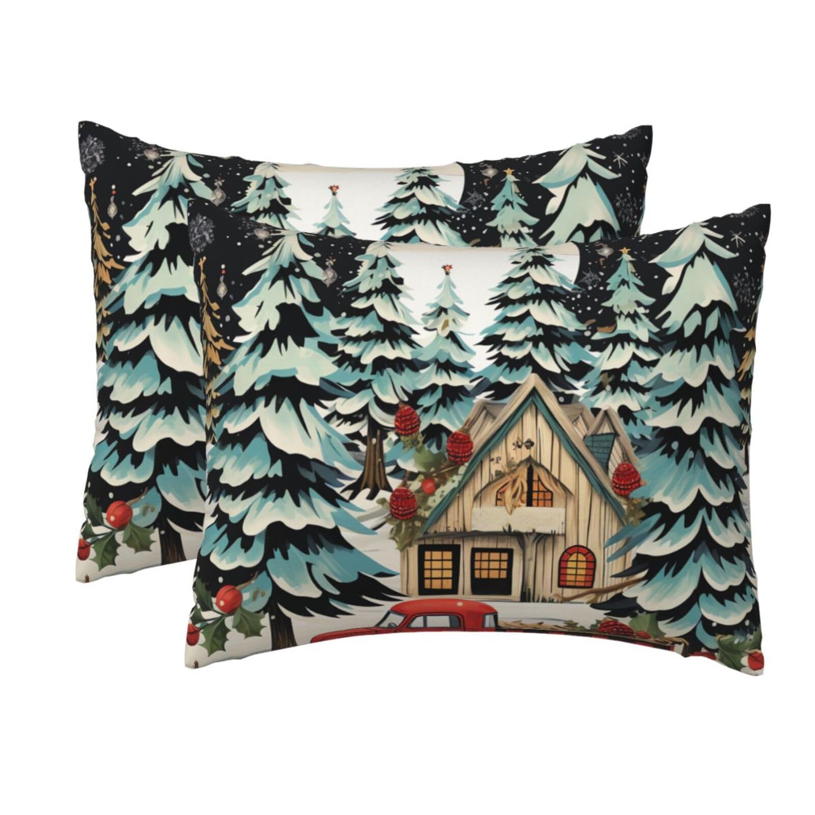 2 Pack Standard Size Pillow Cases for Hair and Skin Soft Breathable Pillow Case Covers with Hidden Zipper Farmhouse Christmas Pillowcase 20x26 Inches Pillow Cover for Sleeping Gift