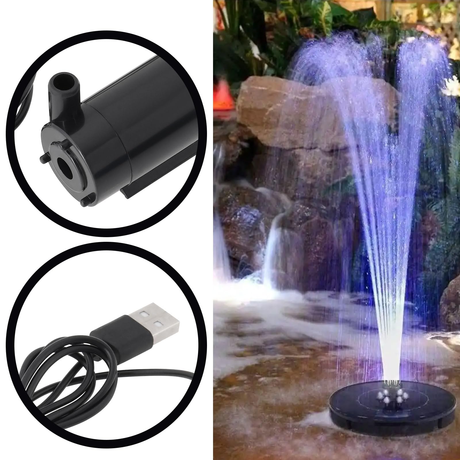 YINETTECH 2pcs DC 3-5V 1A Mini Wasserpumpe USB Micro Submersible Motor Pump PVC Tubing for Fish Tank Pond Fountain Aquarium Garden Black - Image 3