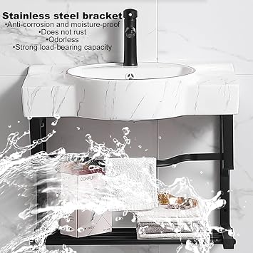 Wall mounted bathroom sink,bathroom vanity with sink,floating bathroom vanity with sink,With bracket,faucet,angle valve,suitable for bathroom,balcony,laundry room,guest room, courtyard ( Size : 45*34