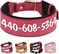Vista 10 de PET ARTIST Collar de perro acolchado de piel sintética duradera para razas de perros medianos y grandes, personalizable con nombre, hebilla de metal