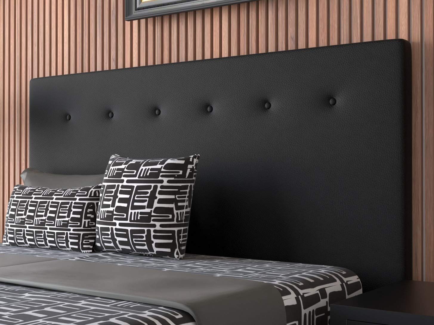 LA WEB DEL COLCHON Cabecero tapizado Marco para Cama de 120 (130 x 120 cms) Negro | Cabezal Cama | Cama Matrimonio | Cama Juvenil