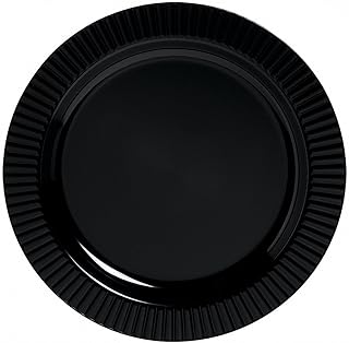 amscan Jet Round Premium Plastic Plates, 10 1/4