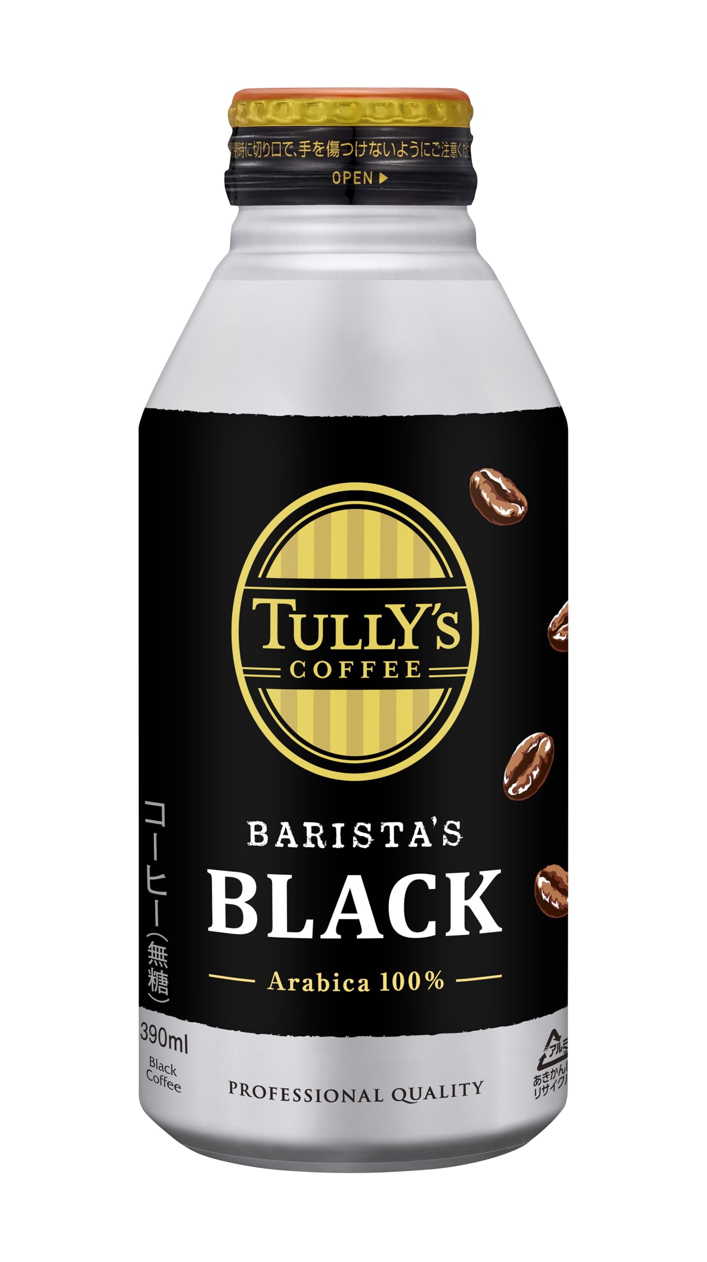 タリーズコーヒー バリスタズ ブラック 390ml×24本 ホット兼用 (ボトル缶)商品画像