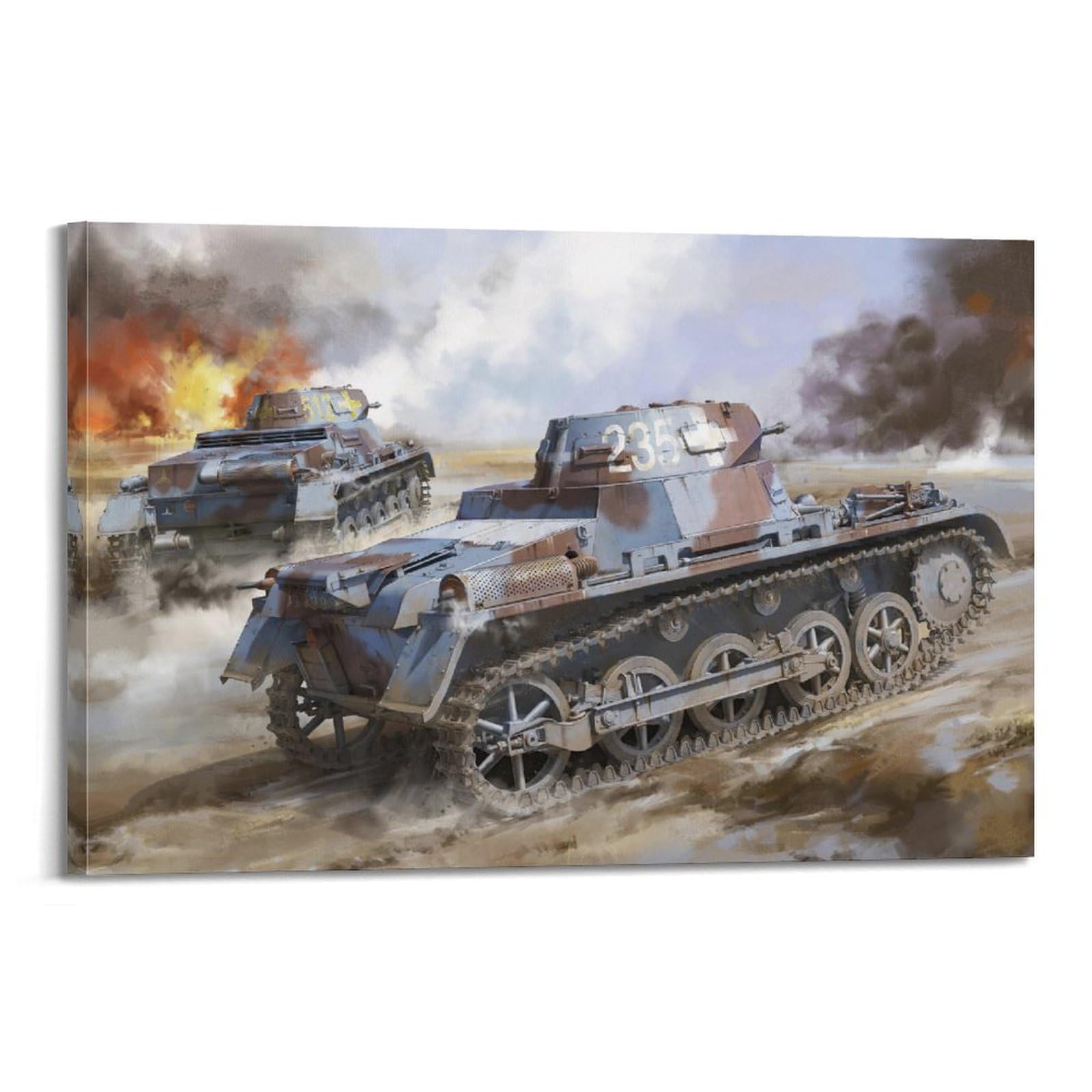 FYUER Vintage WWII Poster Wehrmacht Pz.Kpfw.I Ausf.B Decorative Painting Canvas Wall Artworks Picture 12x18inch(30x45cm)