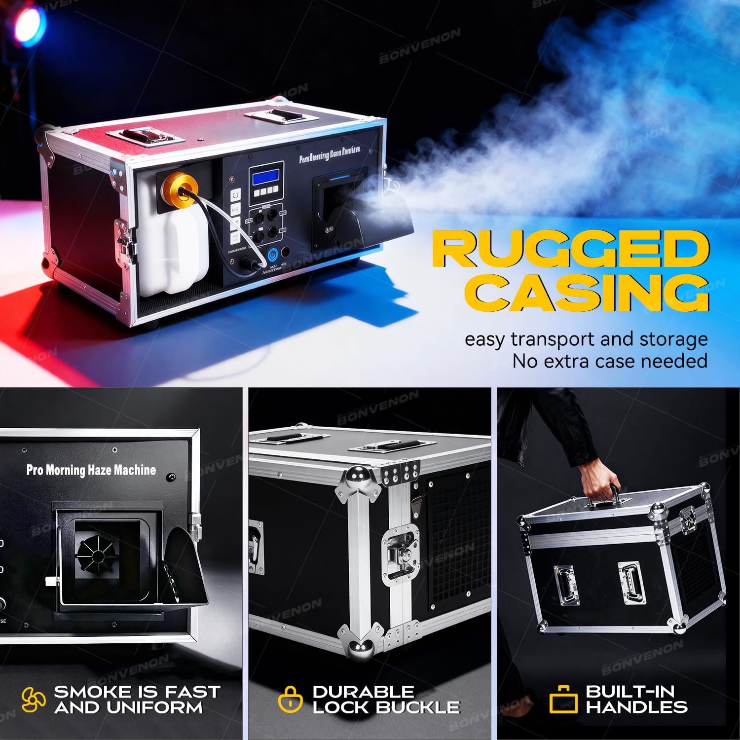 Fog Machine, 1200 W Fogger programmierbar mit DMX und Fernbedienung, 5 l Tankinhalt, und Nebelmaschine ist geräuschärmer für DJ Disco Party Hochzeit Halloween Weihnachten
