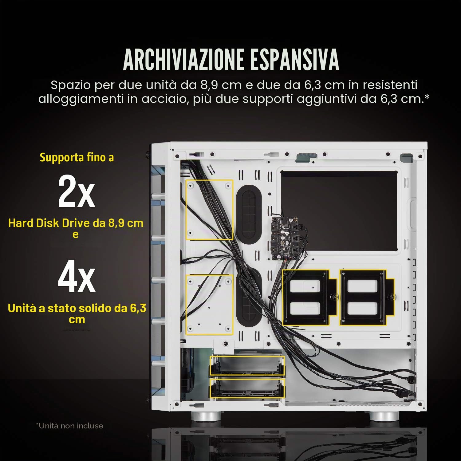 Corsair iCUE 465X RGB Vetro Temprato Smart Case Mid-Tower ATX, Pannelli Laterali e Anteriore in Vetro Temprato, Tre Ventole LL120 RGB Incluse, Opzioni Versatili di Raffreddamento, Bianco