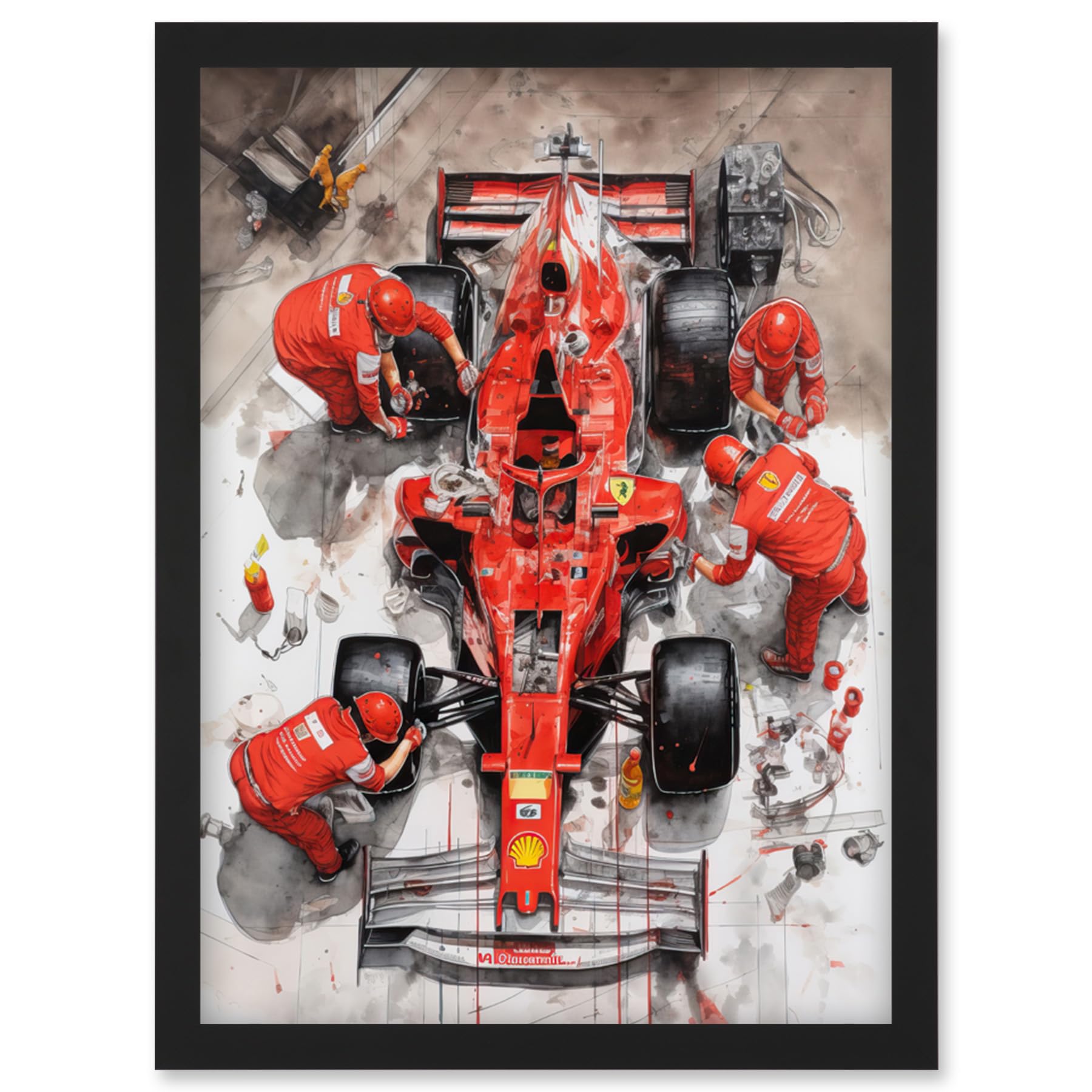 Artery8 Grand Prix Race Car Wheel Change Aerial Shot Wall Art PrintA4 Size from B&Q