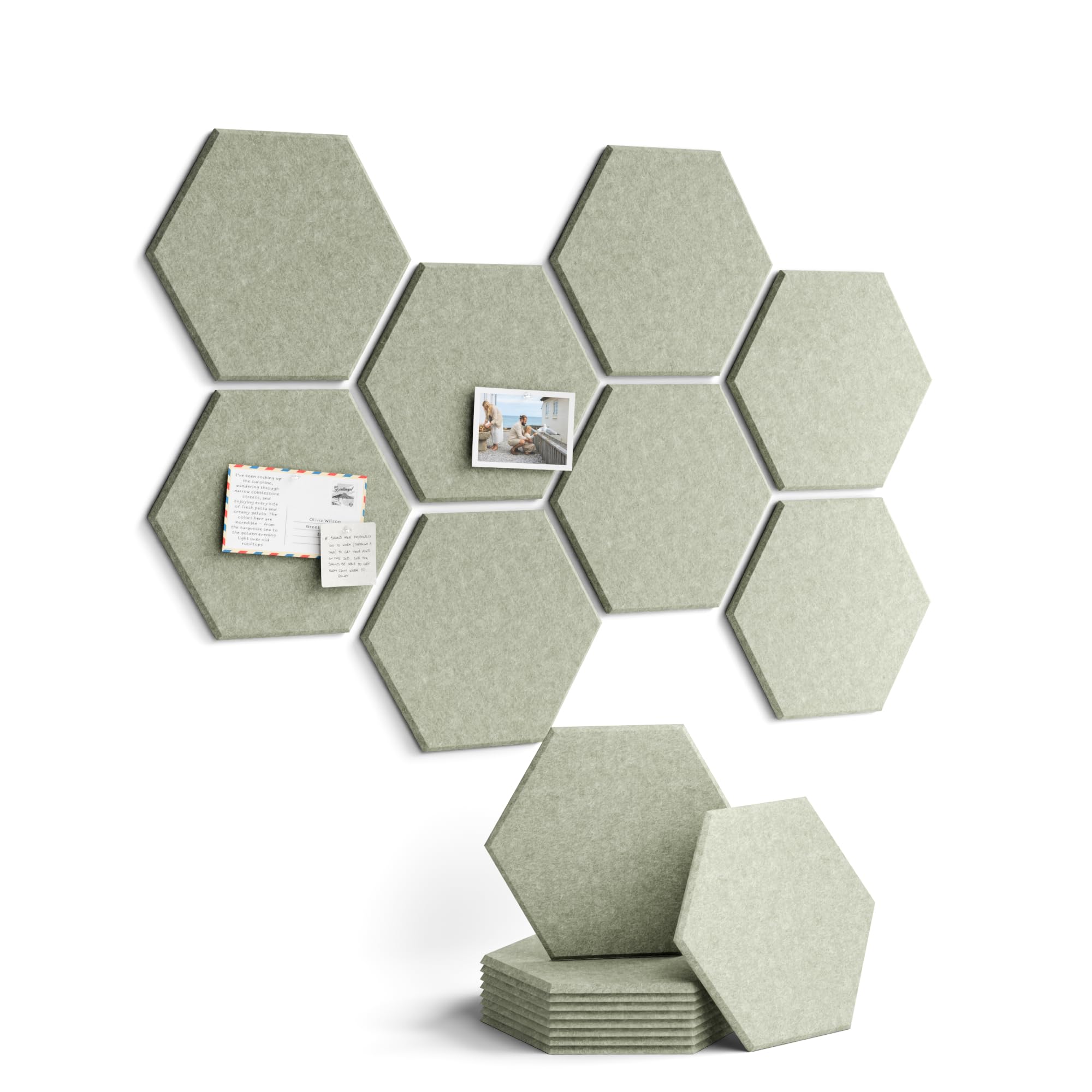 Fluxynara 8-Pack Hexagon Cork Board Alternative Wall Decor, Sage
