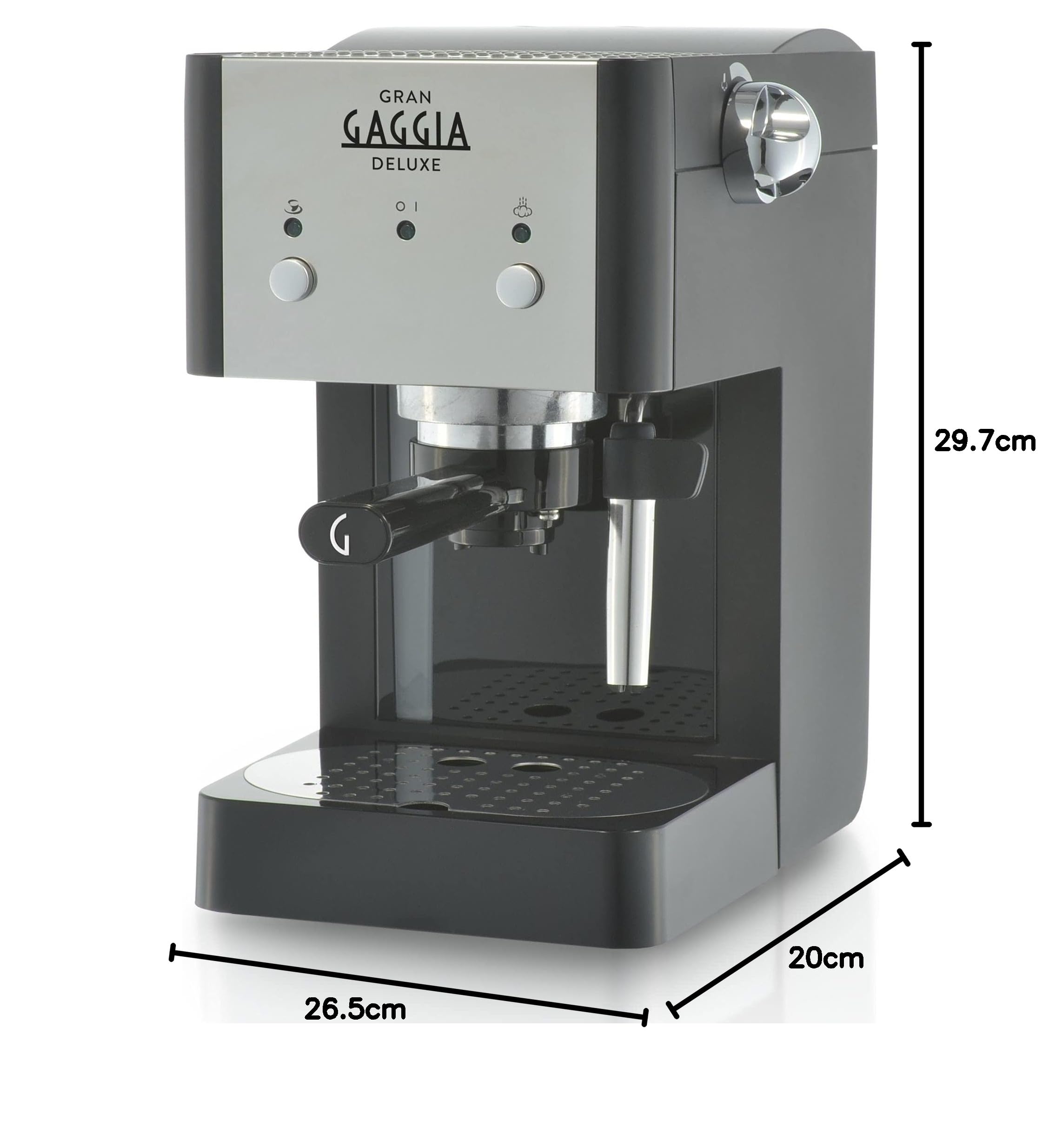 Gaggia GranGaggia Deluxe Black Machine à expresso manuelle, pour café moulu et dosettes, 15 bars, Couleur Noir, RI8425 / 11