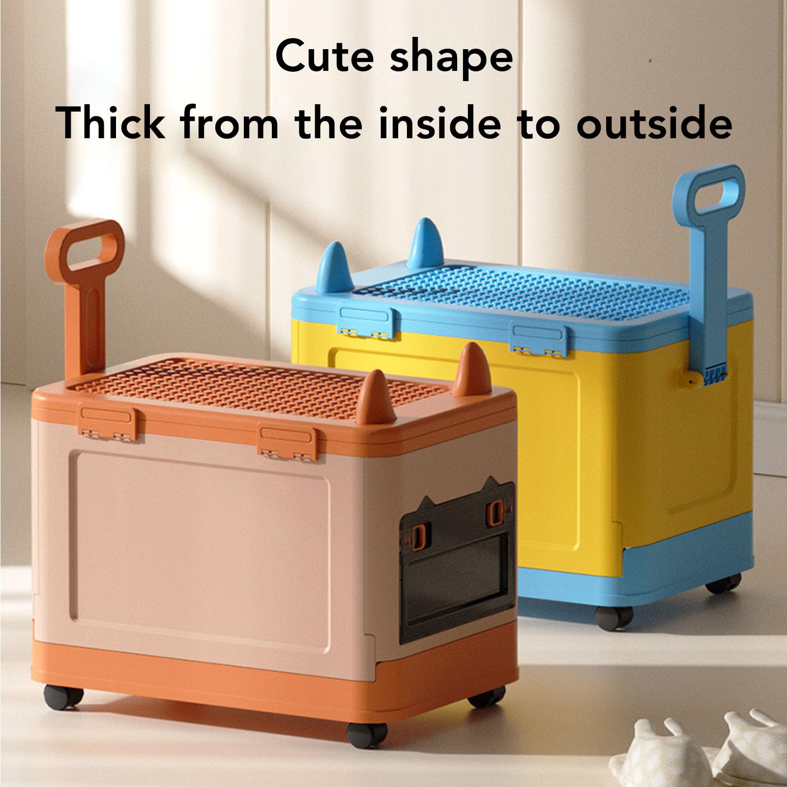 Sxhlseller Baúl de Juguetes Plegable con Ruedas |Caja de Almacenamiento Duradera para Niños con Asa para Libros y Juguetes, Rosa Naranja (naranja rosa)