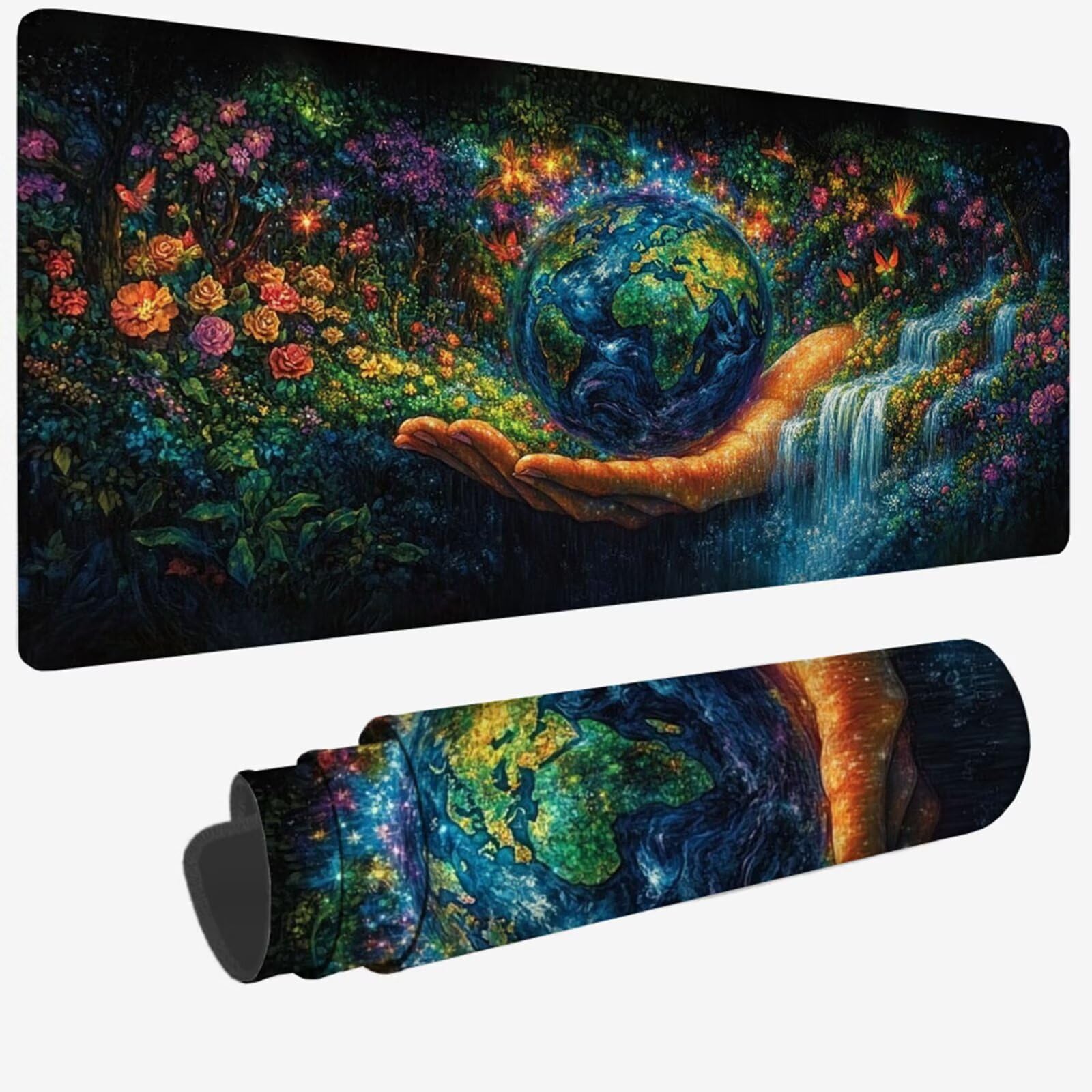 Podkładka pod mysz XXL 1000 x 500 x 3 MM, zielona duża podkładka pod mysz z wodoodporną i gumową antypoślizgową ręką pod biurko zszyte krawędzie, poprawia precyzję i szybkość dla gracza W-804