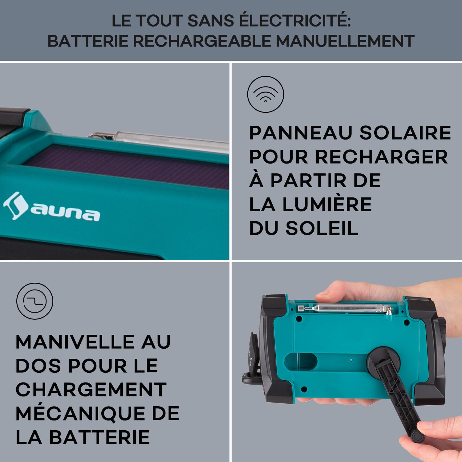 Auna Radio Portable Bluetooth et Rechargeable, Petit Poste Radio Numérique 1W Dab/Dab+/FM/Streaming, Mini Portables Stéréo, Écran LCD, FM WiFi, Alarme Reveil Alimentée au Secteur