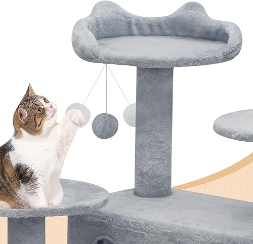 Miniatura 7 de MoNiBloom Árbol para gatos, torre de árbol para gatos de 54 pulgadas con condominio de 2 gatos, torre para gatos con poste rascador, torre de