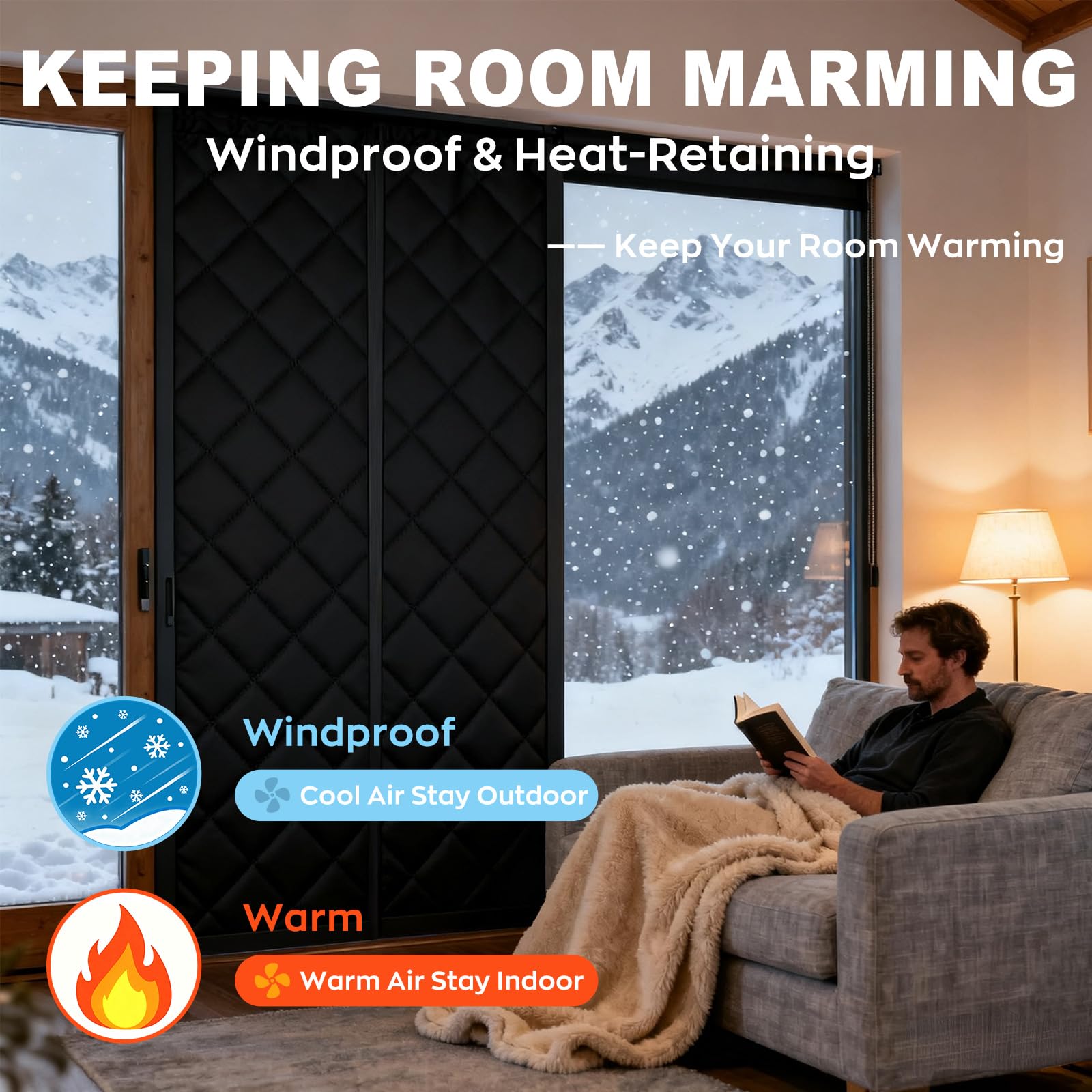 LCGOD Magnetic Thermal Curtain for Doors 210 x 80 CM Insulated Winter Door Curtain - Image 4