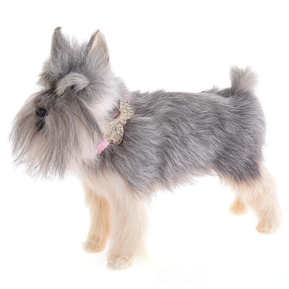 FACILLA® Hundehalsband Mit Strass-Schleife – Süße PU-Halsband In Pink & Gold, Größe XS