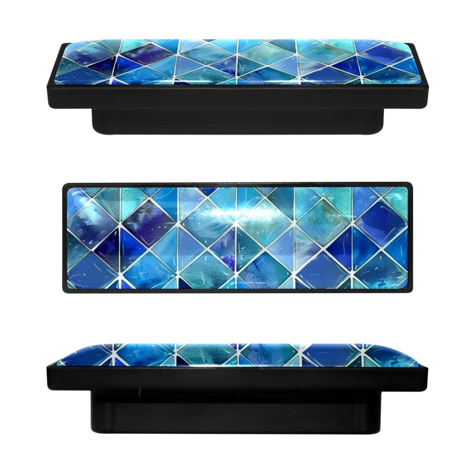 Boutons de placard rectangulaires finition aquarelle premium x4