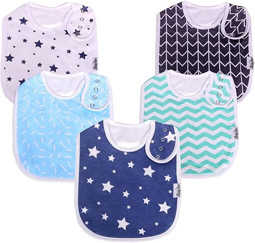 Miniatura 12 de Drool Bibs for Babies – Organic, Unisex, Soft Absorbent Teething Bibs with Adjustable Snaps Paquete de 10 baberos de dentición de moda,Paquete de 10