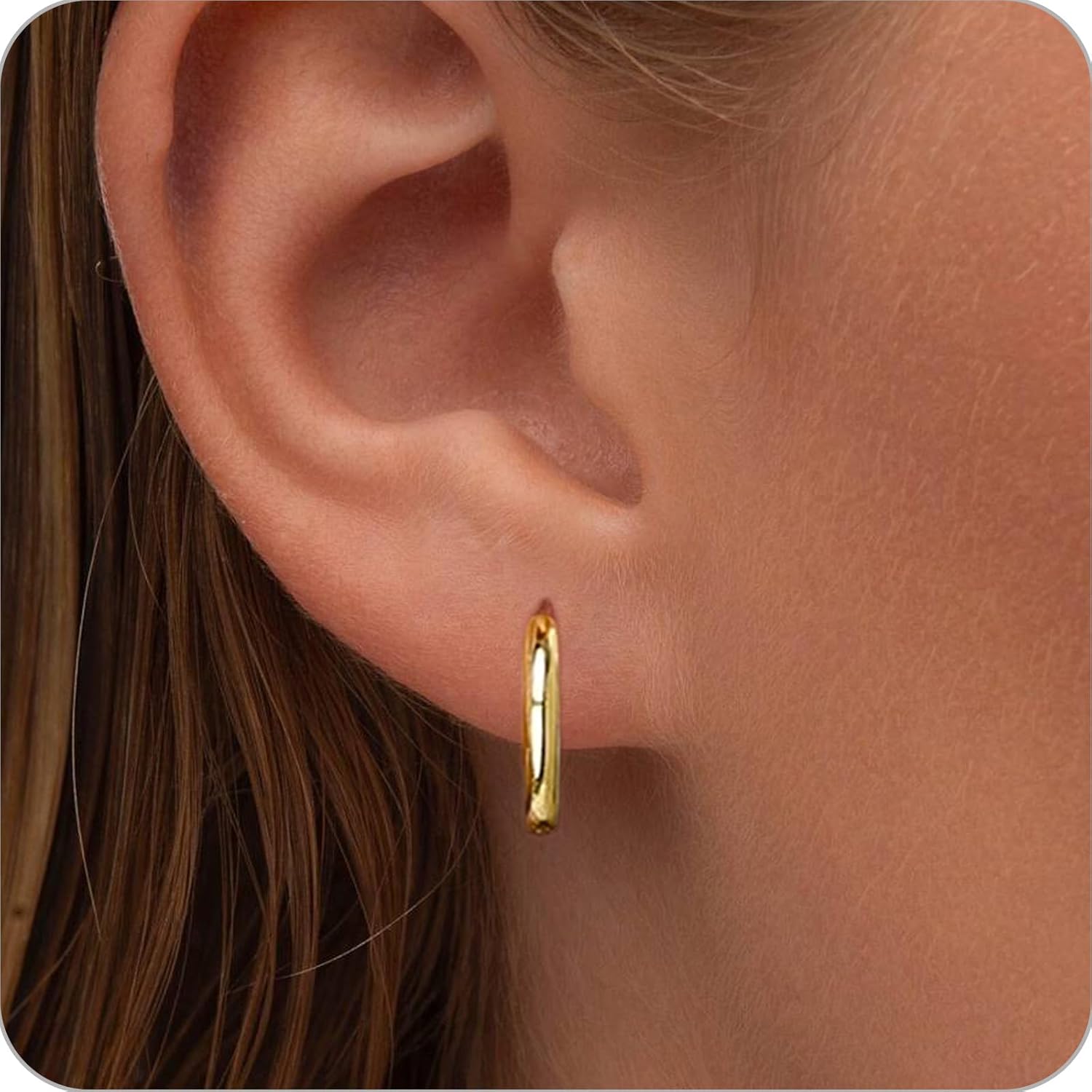 Gold Hoop Earrings Set: Dainty Stud Earrings 14K Gold Plated Earrings for Women Trendy Hypoallergenic Gold Stud Earrings 3-4mm Cubic Zirconia Cartilage Piercing Gold Jewelry for Women Gifts - Image 6