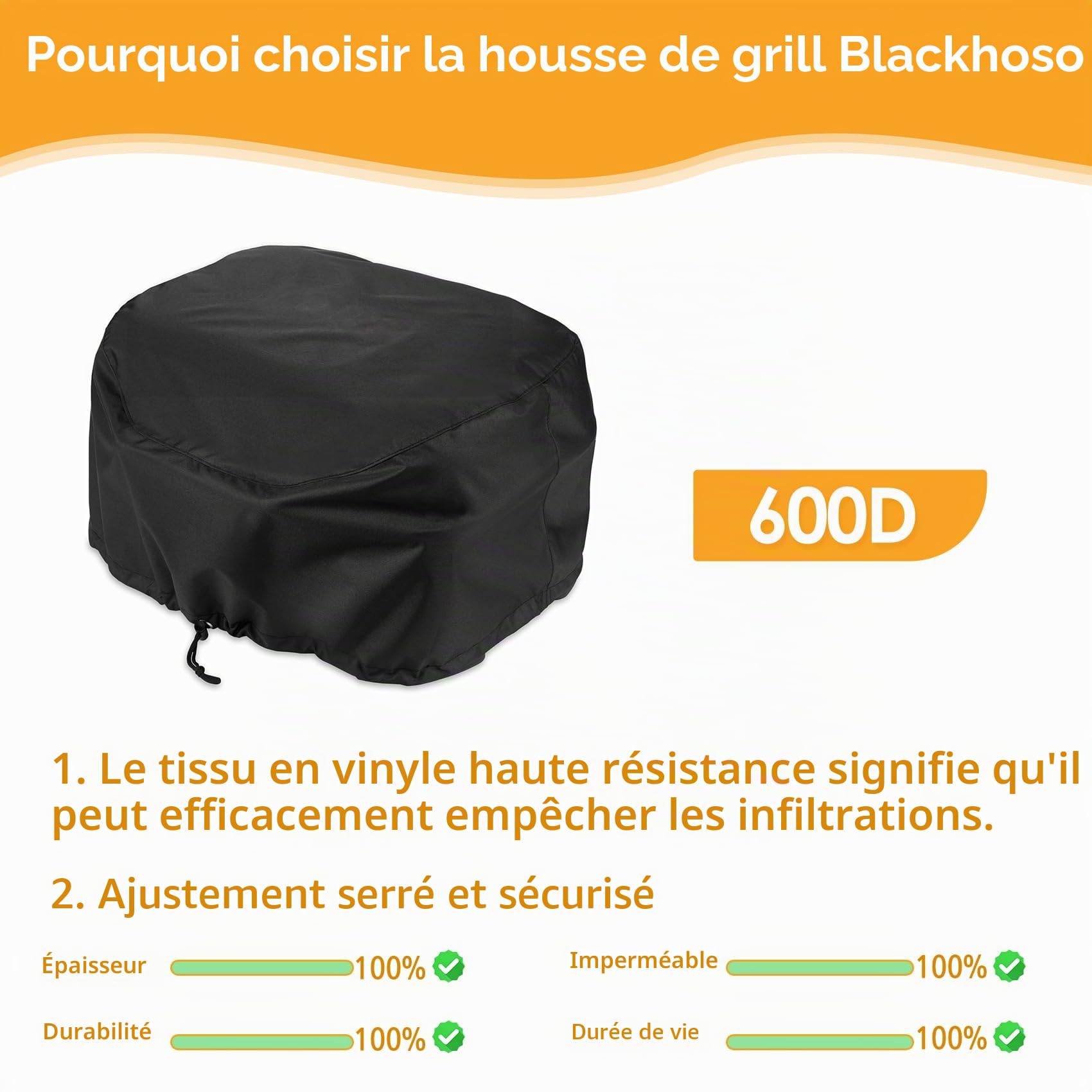 Housse de Protection pour Barbecue électrique Weber Lumin/Compact, Tissu 600D, Robuste, imperméable, résistant aux UV, sans Support, Accessoires de Barbecue d'extérieur