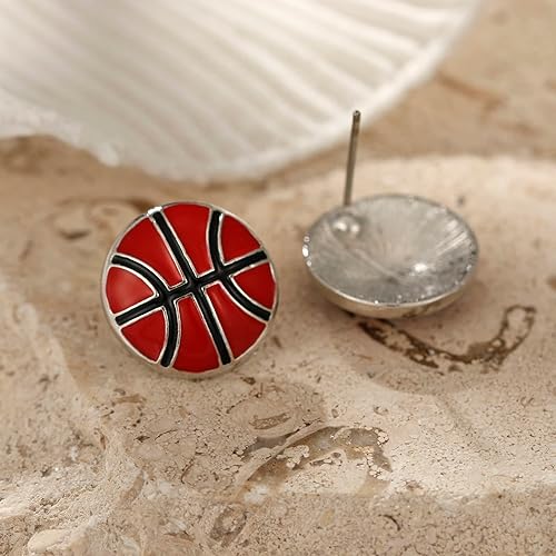 Miniatura 5 de RUOFFETA Aretes colgantes de pelota deportiva, aretes de fútbol, aretes de baloncesto, aretes de voleibol de béisbol, para mujer, regalo para