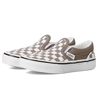 Vans Kids Classic Slip On (Little Kid) Kids Shoes Color Theory Checkerboard Walnut