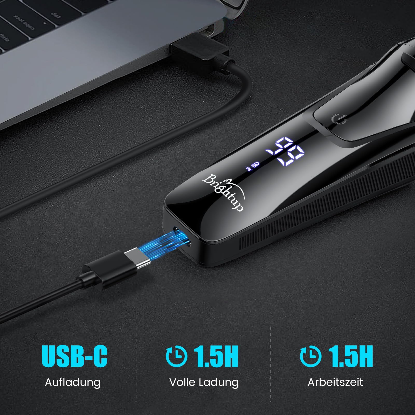 Brightup Rasierer Herren Elektrisch mit 4D-Schwebekopf, Kabellos LED Elektrischer Nass- und Trockenrasierer für Männe, IPX6 Wasserdichter Elektrorasierer, USB-C Aufladung & Pop-Up Trimmer, Reisesperre