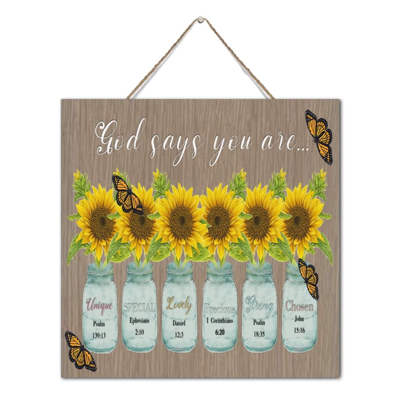 Plaque bois God Says You Are Unique idée cadeau crémaillère