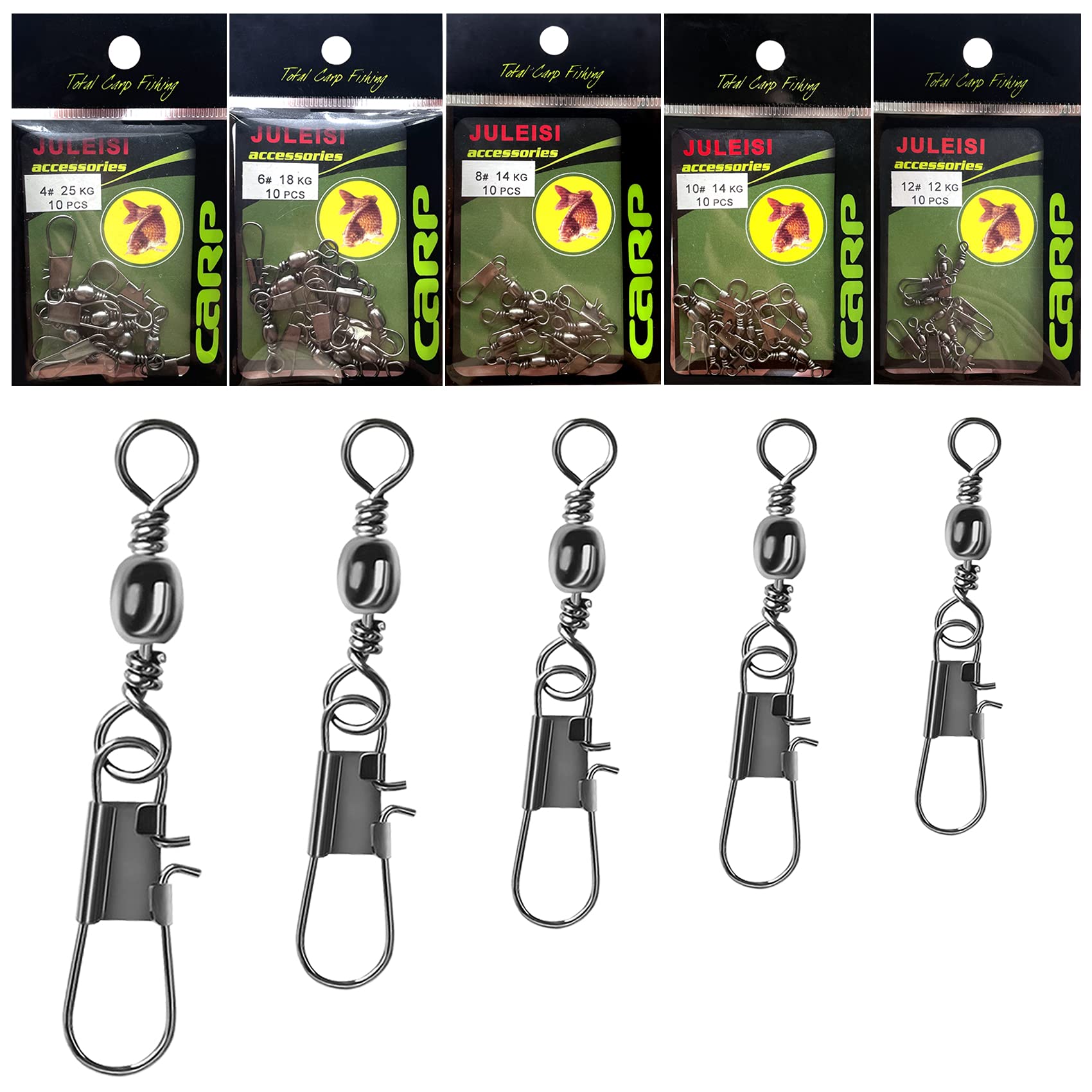 Fishing Leader Wire Made of 7 Tooth Proof Strands of Stainless Steel Wire. Three Size Fishing Leaders with Swivels Snap Kits Connect Tackle Lures Rig or Hooks