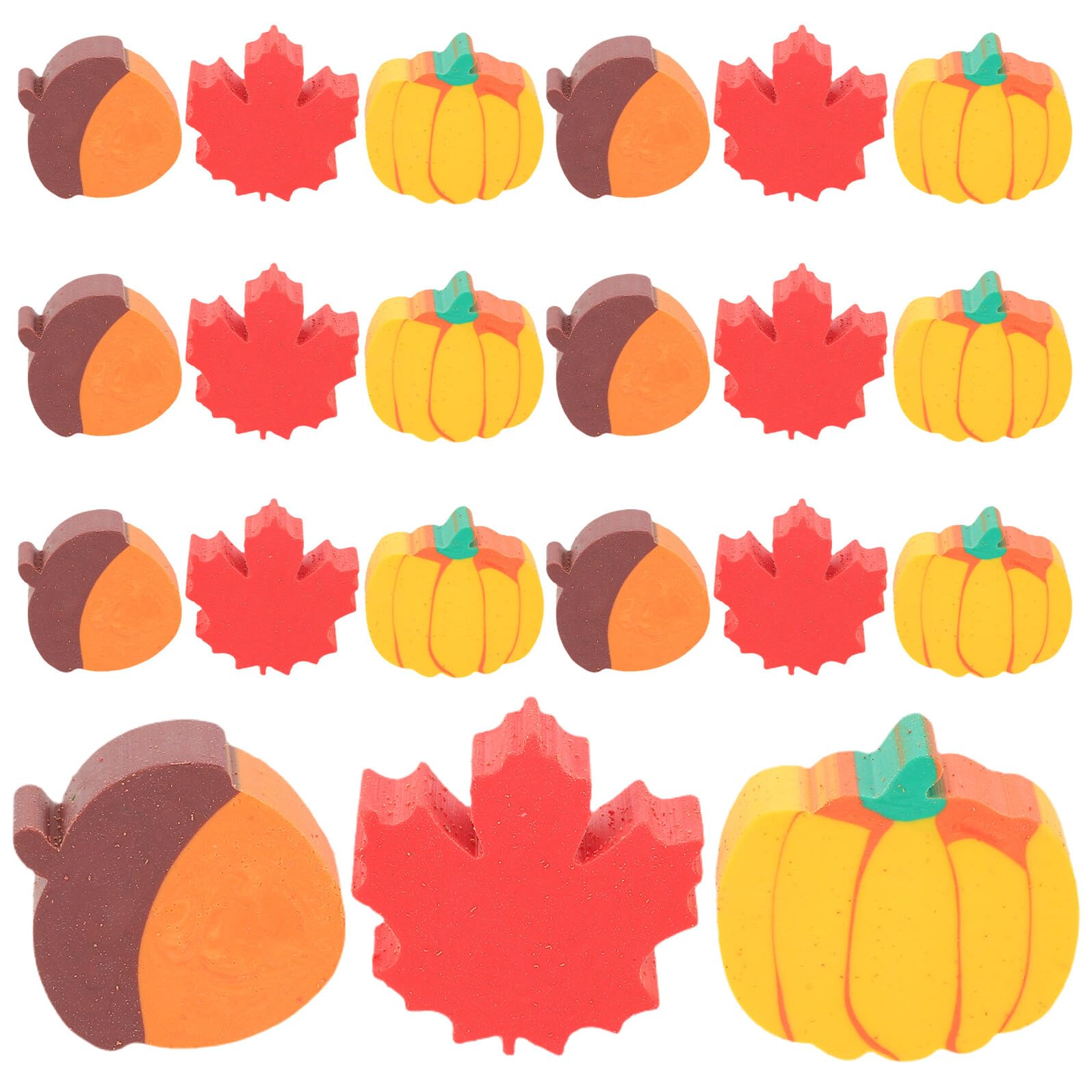 Hohopeti Mini Gommes d'automne Fantaisie 50 Pièces Formes Citrouille Feuille d'Érable et Gland Gomme Douce pour Crayons Récompenses Scolaires et Fournitures de Fête Thanksgiving