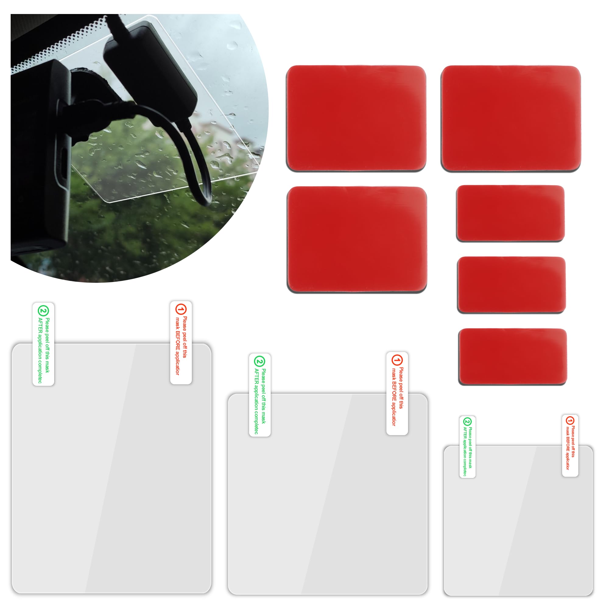 NHHC 3PCS Windshield Sticker Holder with Dash Cam Adhesive,Electrostatic Stickers for Dash Cam/ETC Without Trace,Universal Sticker Shield for Windshields Electrostatic Mounting