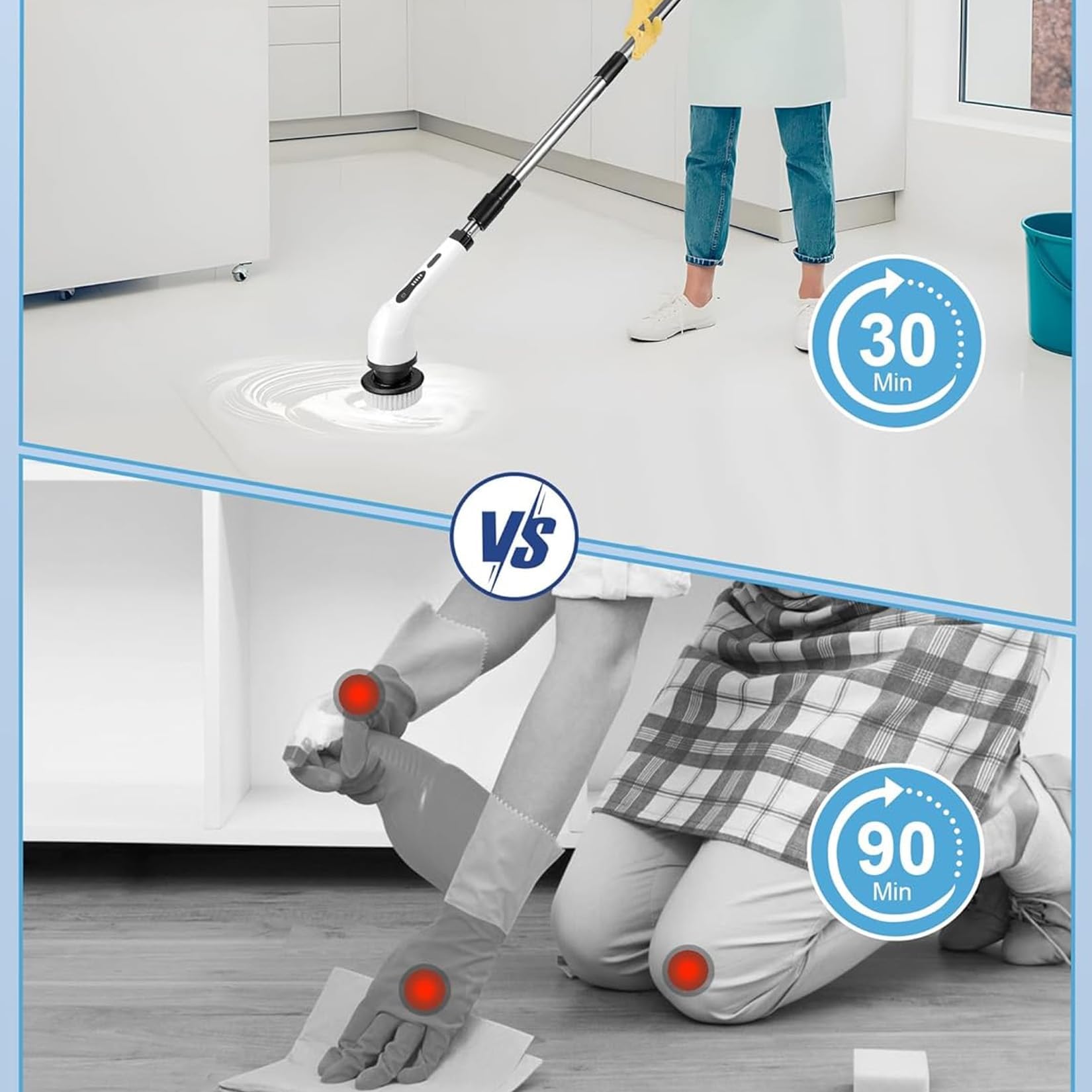 Cepillo Electrico para Baño Limpieza：Cepillo de Limpieza inalámbrico[IPX7  Resistente al Agua]-Cepillos Electricos con 9 Cabezales de Cepillo para  Polvo reemplazables,Mango de Extensión Ajustable : Amazon.com.mx:  Herramientas y Mejoras del Hogar