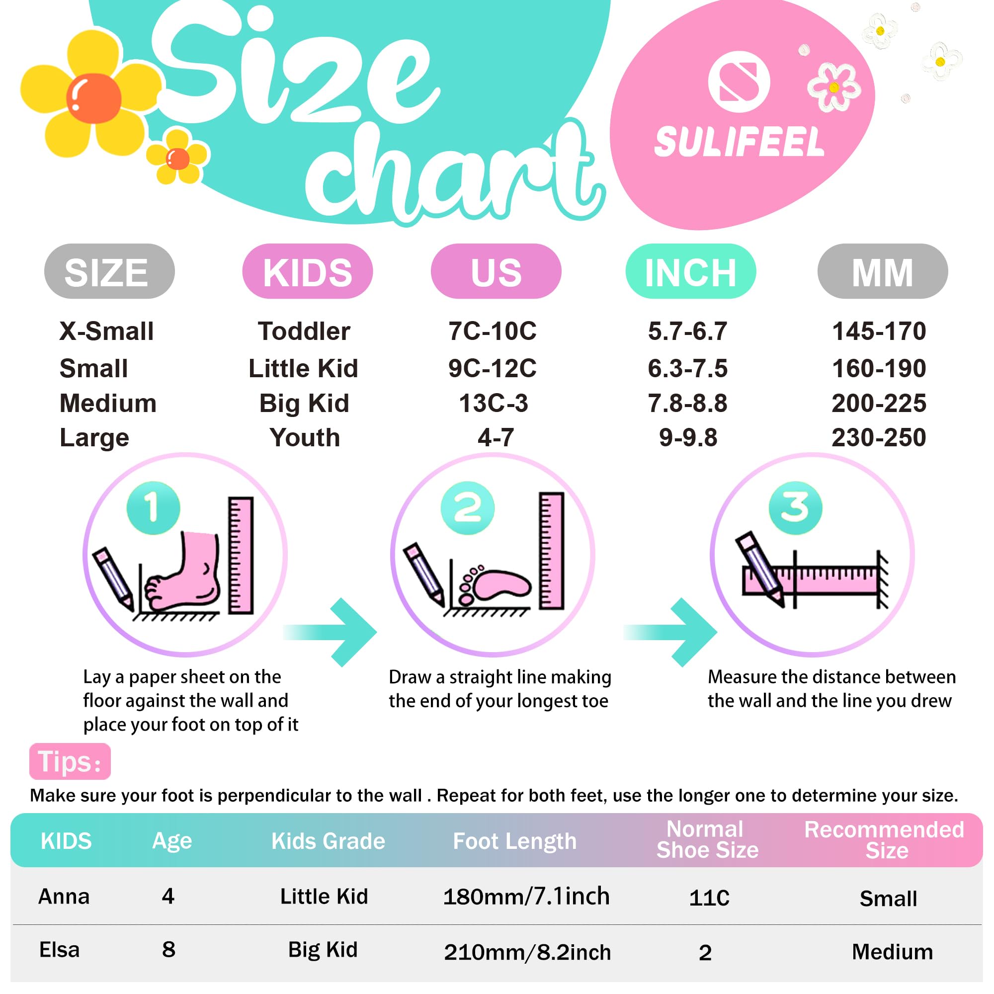 SULIFEEL Rainbow Unicorn 4 Size Adjustable Light up Roller Skates for Girls Boys for Kids