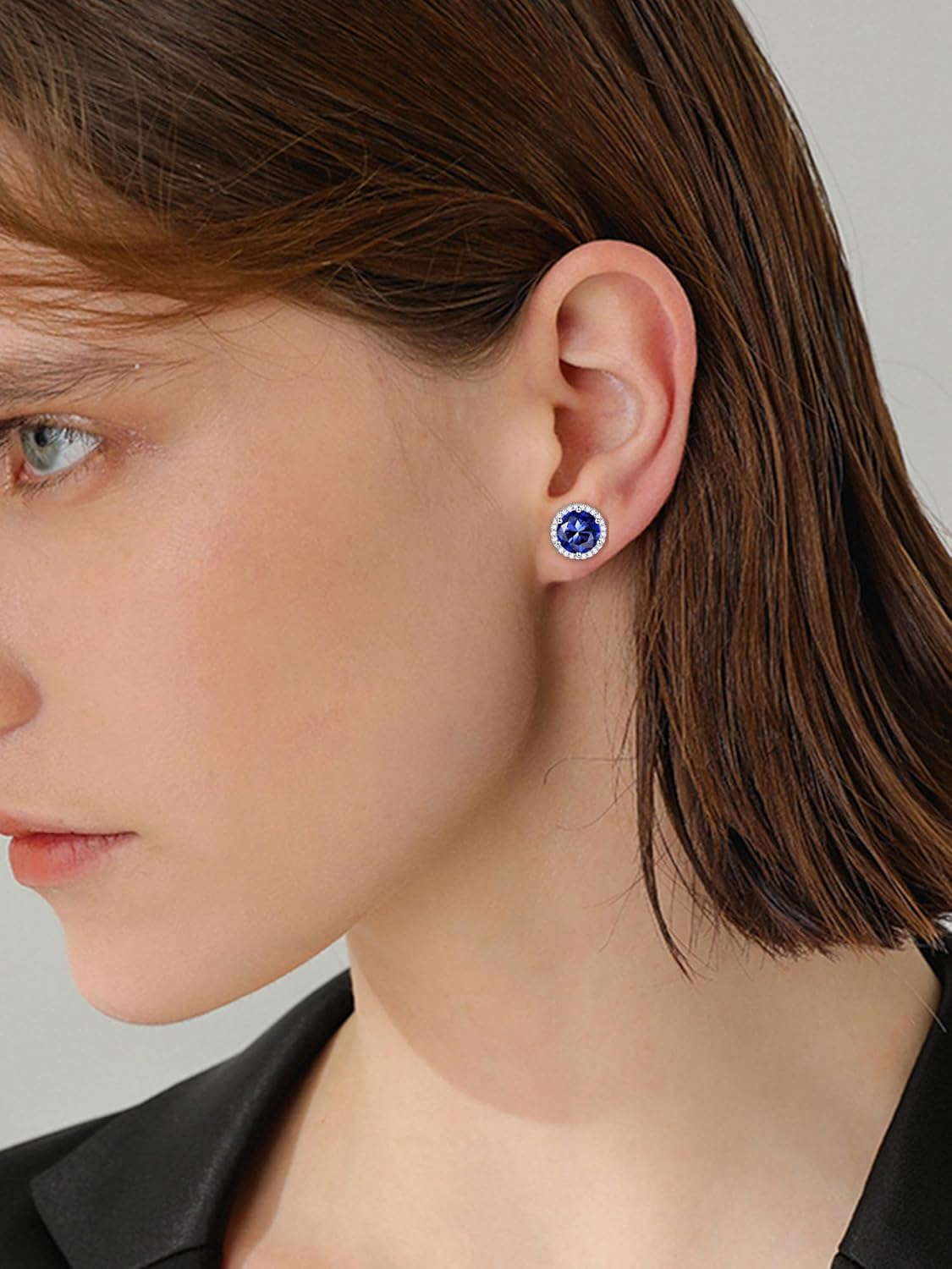 ChicSilver 925 Sterling Silver Birthstone Earrings for Women, 8MM/2 Carat Heart & Round Cubic Zirconia Stud Earrings, Hypoallergenic Jewelry, Ideal Birthday or Christmas Gifts - Image 3