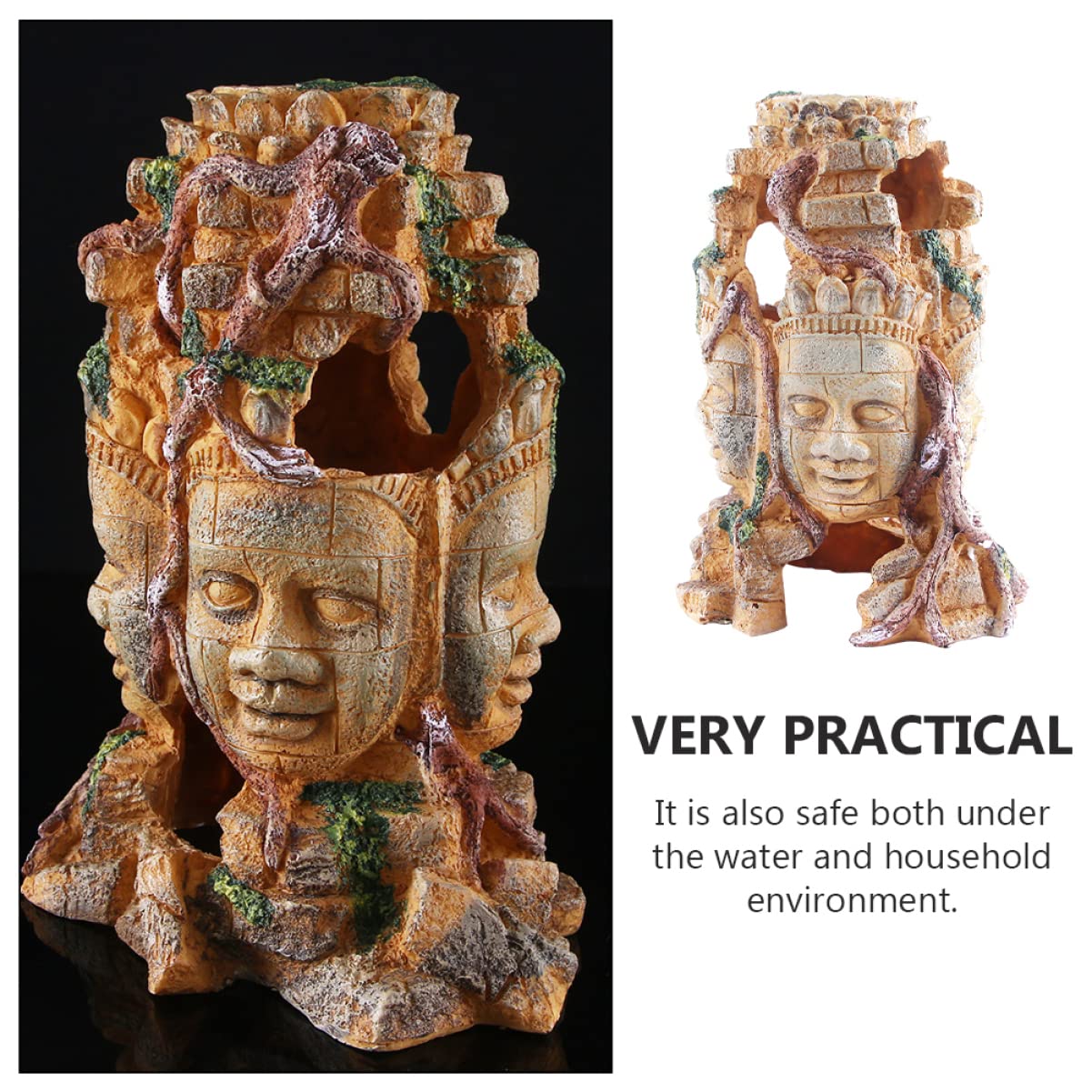 Toyvian 1 Decorazionper con Buddha Faccie Accessorio per e Rettili e Vivid e Sicuro per Acquatici